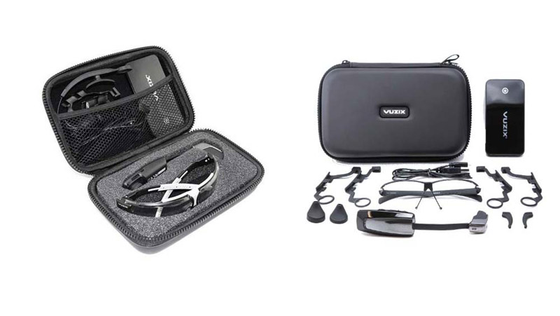 Das Zubehör der Vuzix M100 kann sich sehen lassen: Beispielsweise Powerbank und die Ohrhörer.