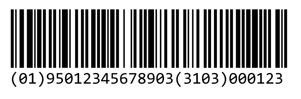 View of a Gs1-128 Barcode used for automated product identification via scanners.