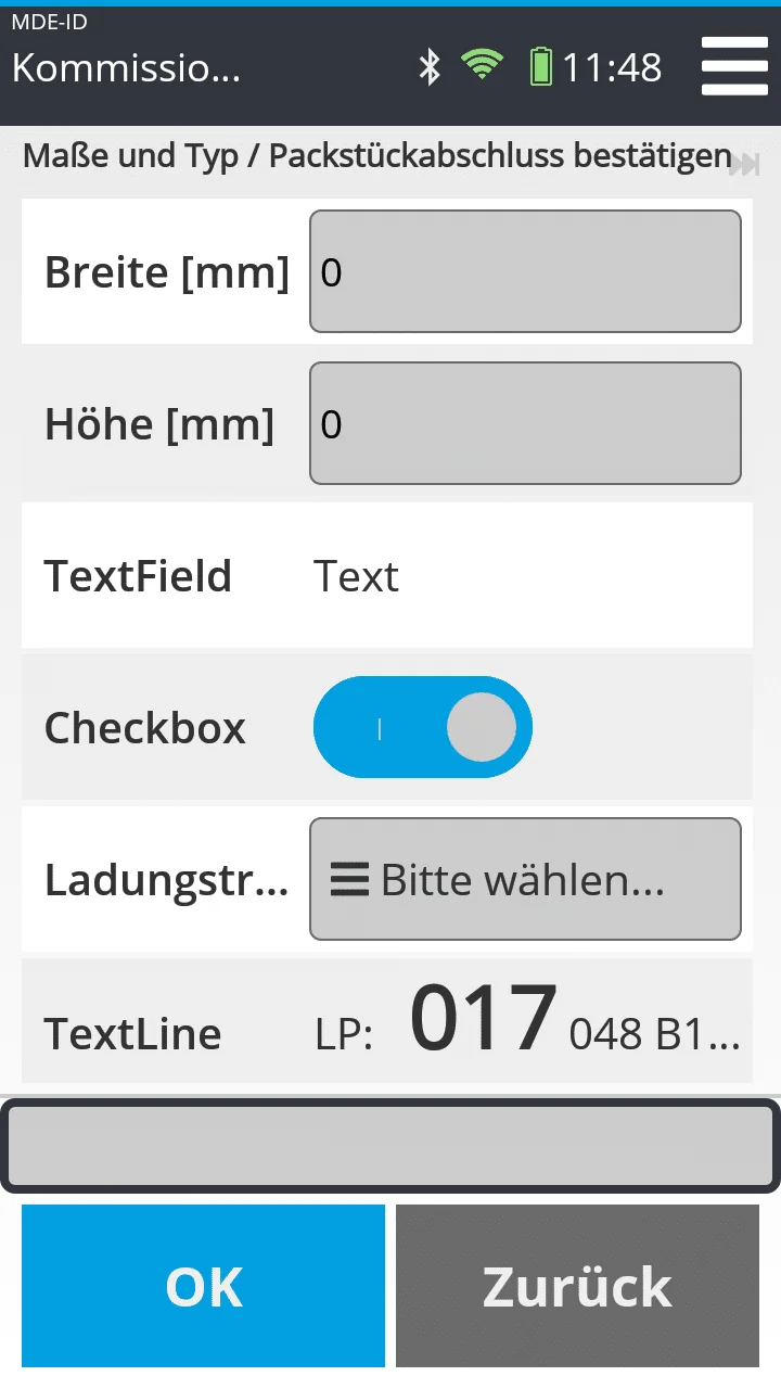 TUP.SML - Eingabemasken MDE