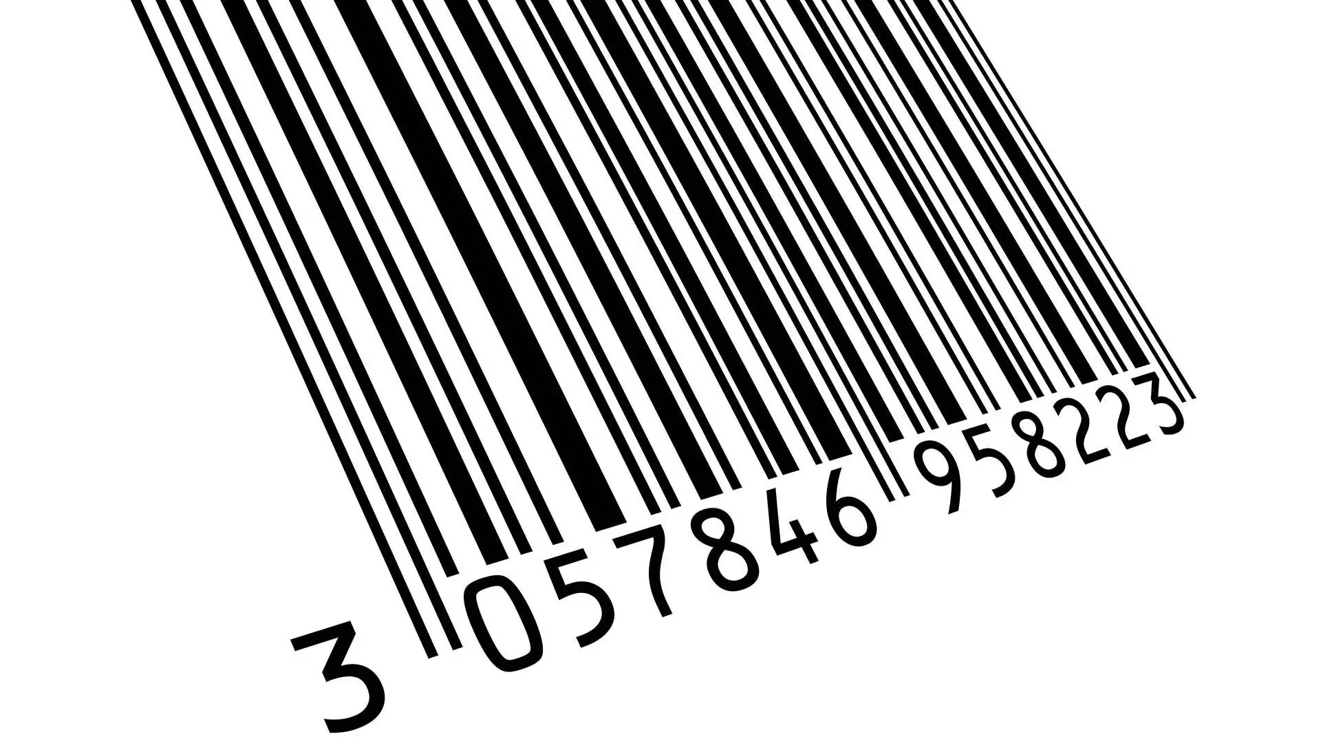 Barcode with numbers below on a white background - perspective distorted