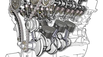 Ein Verbrennungsmotor nutzt eine Zündung um ein Kraftstoff-Luft-Gemisch in mechanische Energie umzuwandeln.