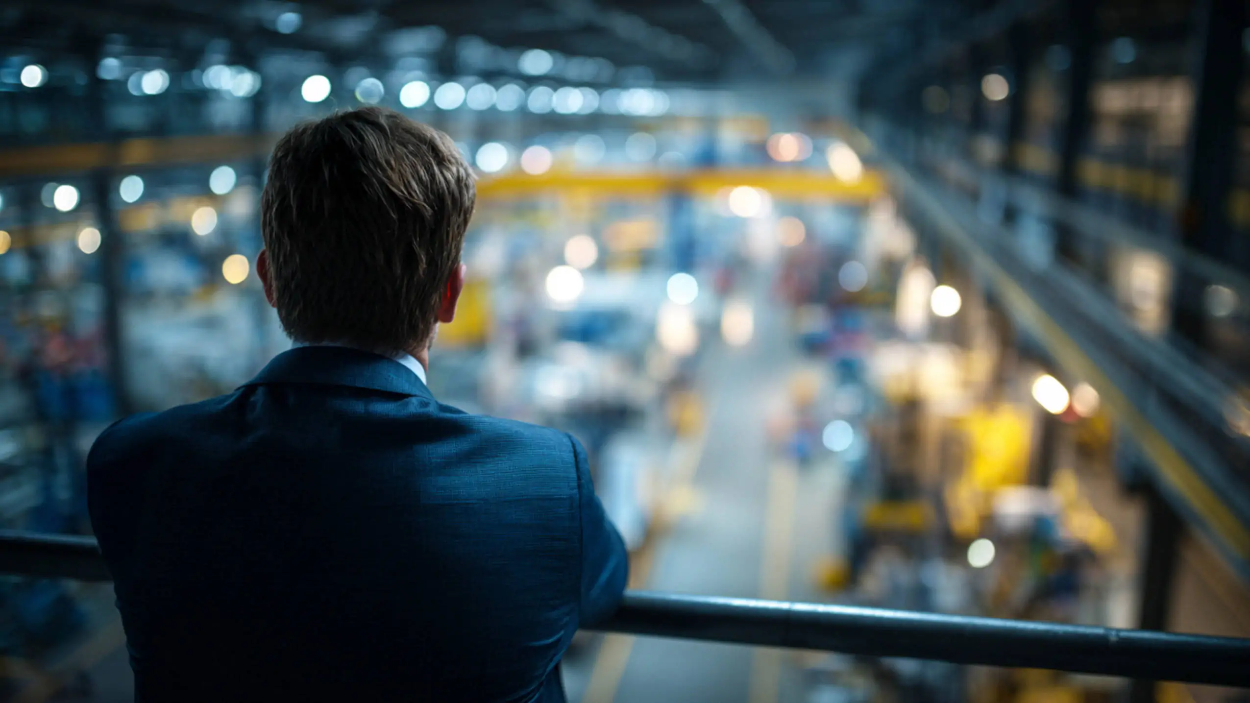 A Critical Look at the “Configurable Standard” - Flexibility or Well-Packaged Restriction for Warehouse Management Systems? 77 Corporate Manager Overlooking Industrial Factory Floor from Balcony, Strategic Assessment