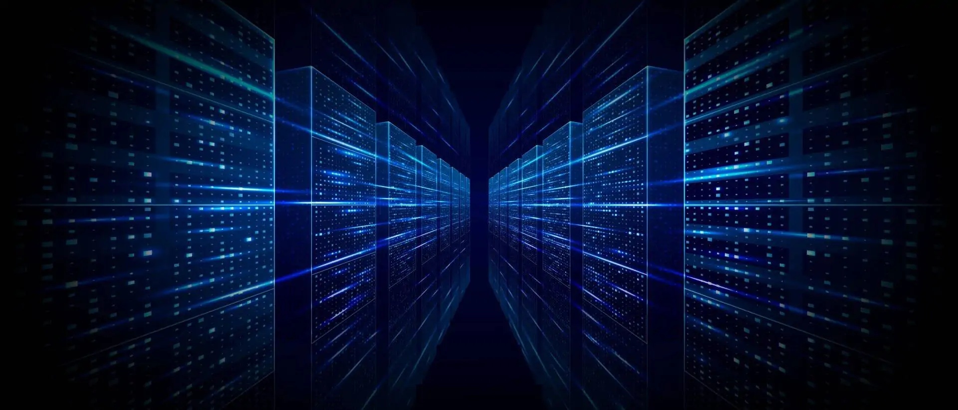 Blaues data center symbolisiert data warehouse