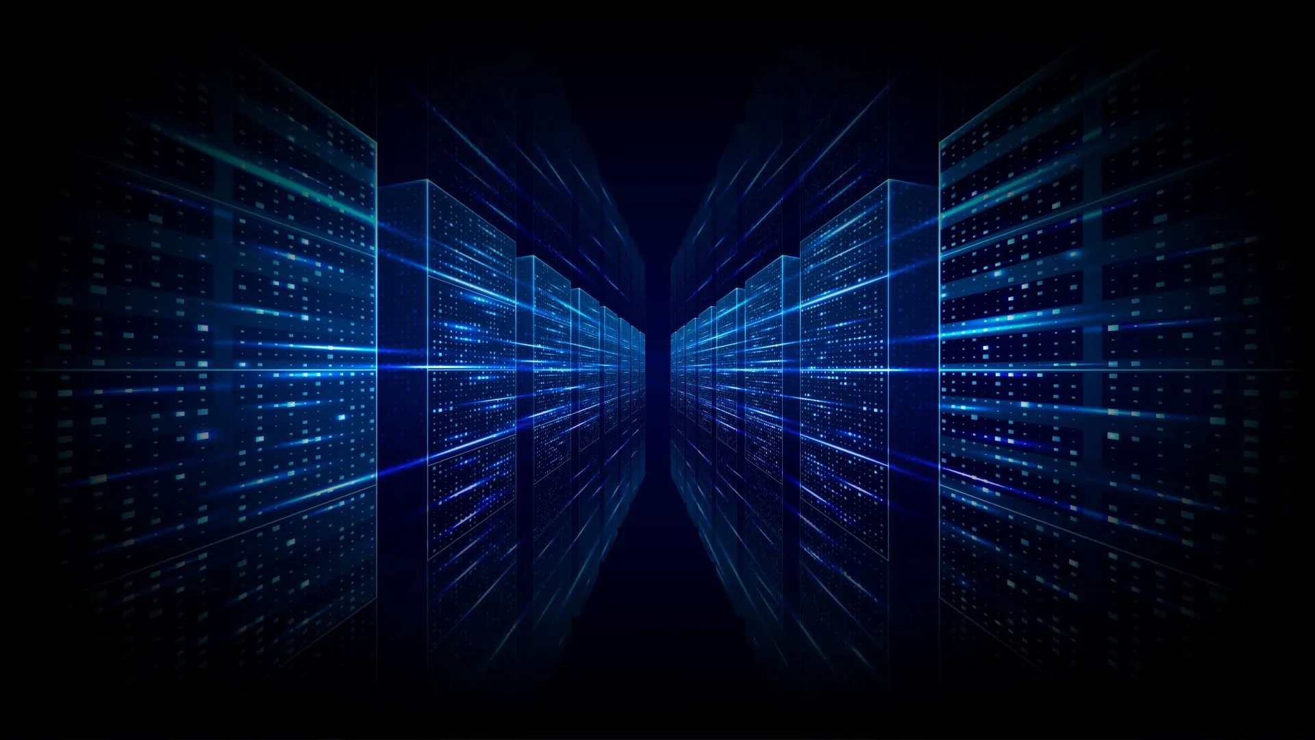 Blaues data center symbolisiert data warehouse