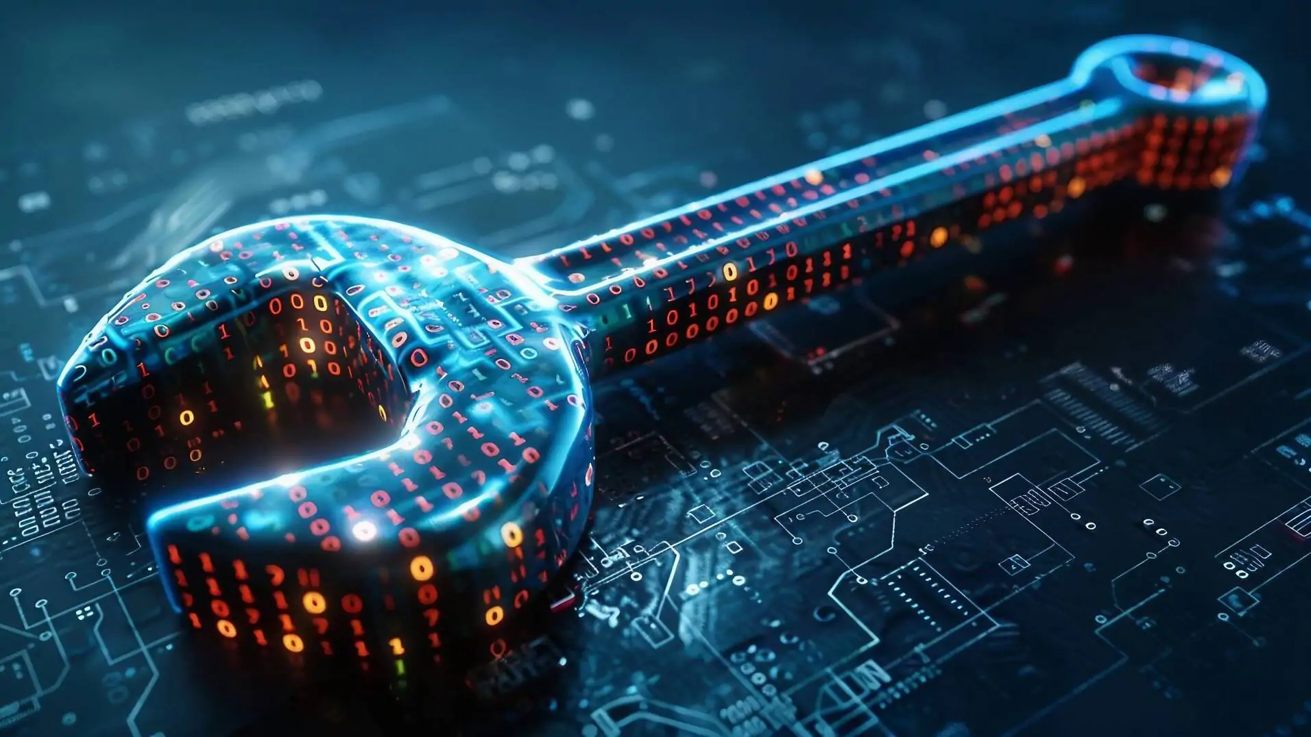 Predictive Maintenance in Warehouses – Definition, Importance, and Overview 57 Schraubenschlüssel in digitalem Style symbolisiert Predictive Maintenance